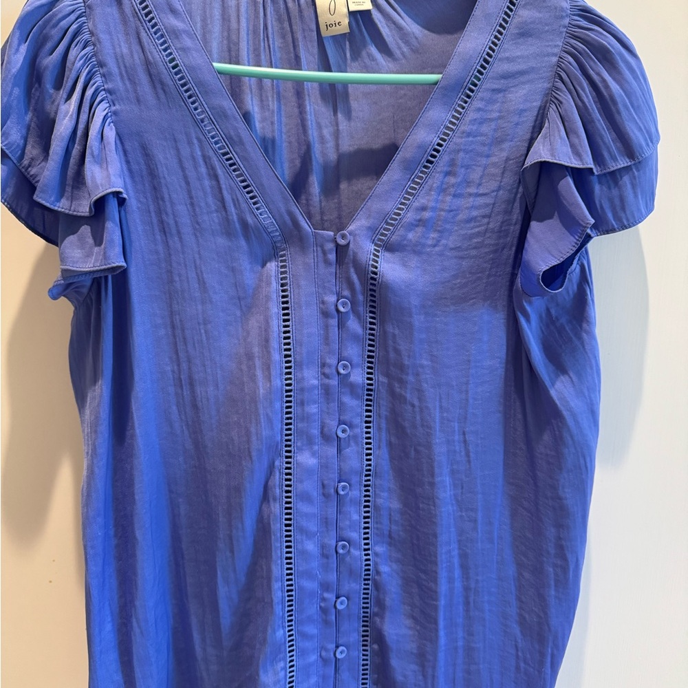 Joie Purple Ruffled Buttoned Blouse